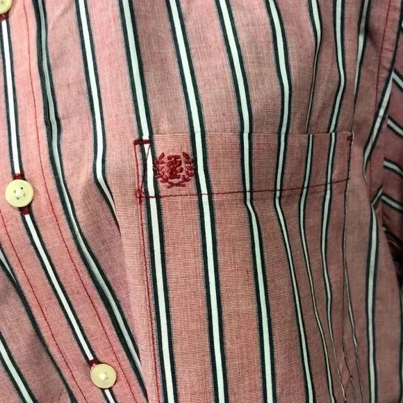 Izod 100% cotton,tailored, chest pocket,pink & blue vertical stripe, button down - Picture 3 of 7